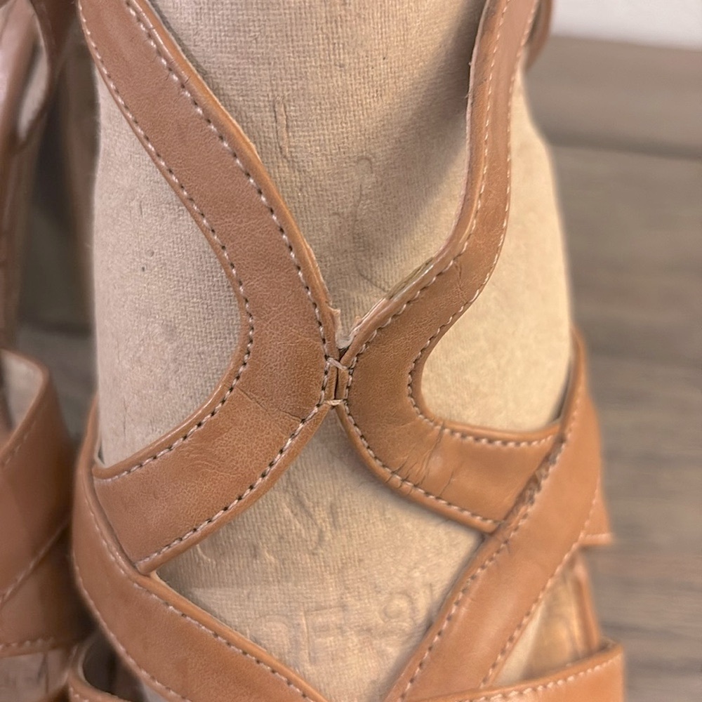 ❌SOLD❌ [G By Guess] Camel Cork Open-Toe Block Heel Platform Sandals Women’s 10.0 - Picture 10 of 13
